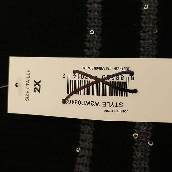 Joe Fresh| NWT Black Silver Striped Sweater With Sparkly Sequined Effect - Picture 13 of 16